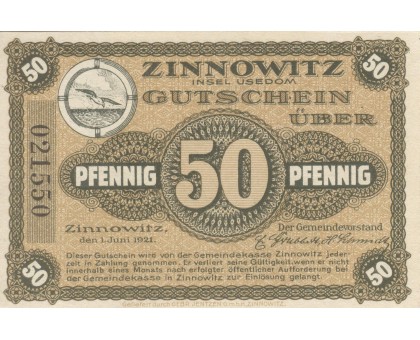 Германия 50 пфеннигов 1921 Zinnowitz Нотгельд