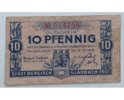 Германия 10 пфеннигов 1919 Bergisch Gladbach Нотгельд