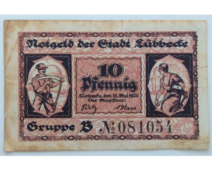 Германия 10 пфеннигов 1920 Lubbecke Нотгельд