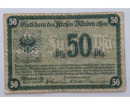 Германия 50 пфеннигов 1917 Minden Нотгельд