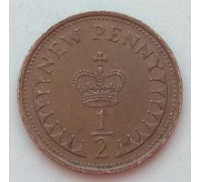 Великобритания 1/2 нового пенни 1974