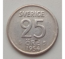 Швеция 25 эре 1954 серебро