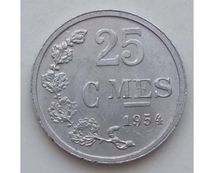 Люксембург 25 сантимов 1954