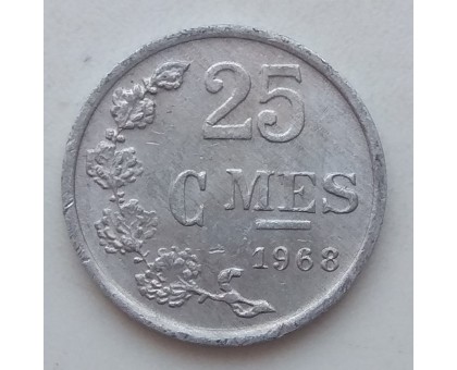 Люксембург 25 сантимов 1968