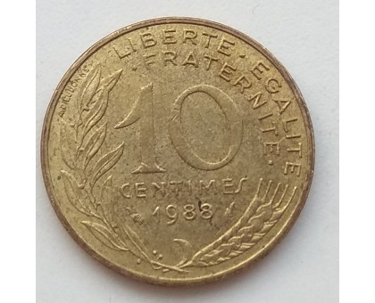 Франция 10 сантимов 1988