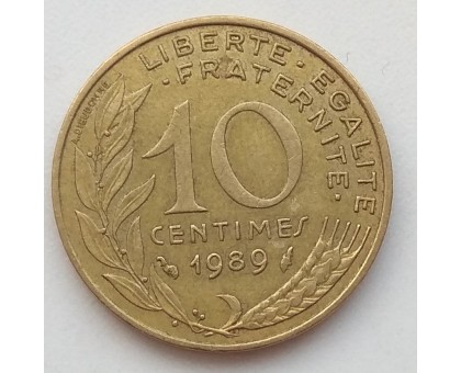Франция 10 сантимов 1989