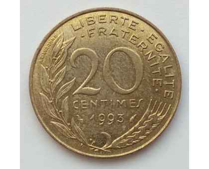 Франция 20 сантимов 1993