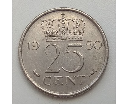 Нидерланды 25 центов 1950