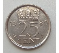Нидерланды 25 центов 1980