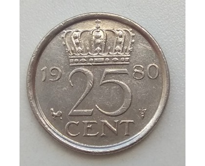 Нидерланды 25 центов 1980