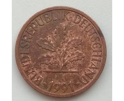 Германия (ФРГ) 1 пфеннинг 1991 F