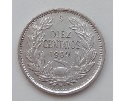 Чили 10 сентаво 1909 серебро