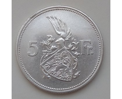 Люксембург 5 франков 1929 серебро