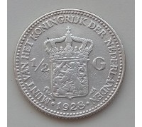 Нидерланды 1/2 гульдена 1928 серебро