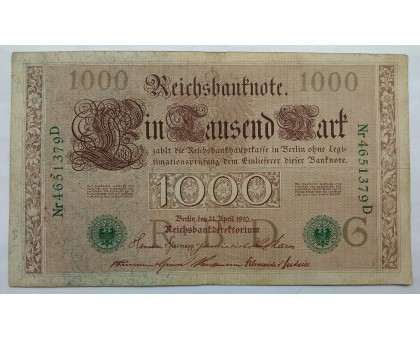 Германия 1000 марок 1910 (зеленая печать)