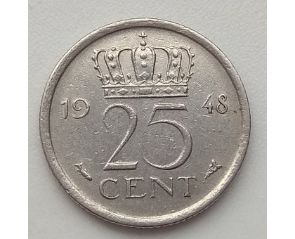 Нидерланды 25 центов 1948