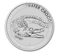Австралия 1 доллар 2014. Гребнистый крокодил серебро