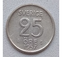 Швеция 25 эре 1957 серебро