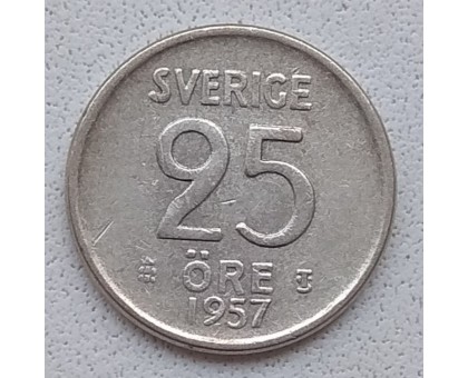Швеция 25 эре 1957 серебро