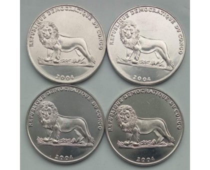 Конго 1 франк 2004. 25 лет правления Иоанна Павла II. Набор 4 шт