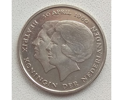 Нидерланды 1 гульден 1980. Коронация королевы Беатрис