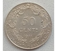 Бельгия 50 сантимов 1911 серебро