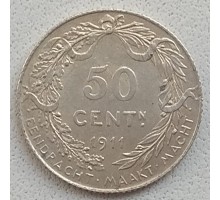 Бельгия 50 сантимов 1911 серебро