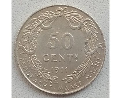 Бельгия 50 сантимов 1911 серебро