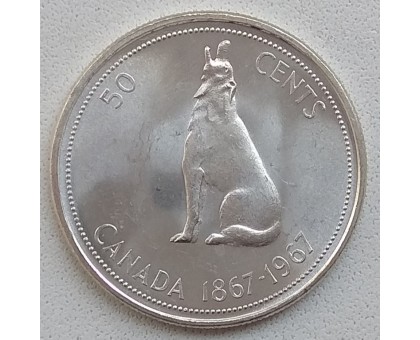 Канада 50 центов 1967.  100 лет Конфедерации Канада. Серебро