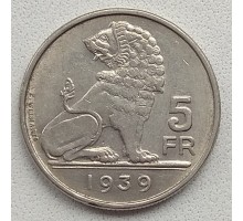 Бельгия 5 франков 1939 BELGIE - BELGIQUE