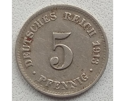 Германия 5 пфеннигов 1913 D