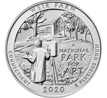 США 25 центов 2020. 52-й парк. Ферма Дж. А. Вейра, Коннектикут