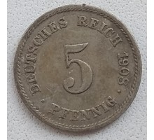 Германия 5 пфеннигов 1908 G