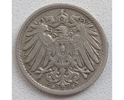 Германия 5 пфеннигов 1914 D