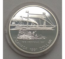 Канада 1 доллар 1991. 175 лет пароходу "Фронтенак" серебро