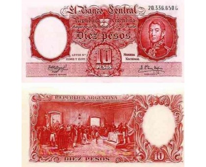 Аргентина 10 песо 1961-1963