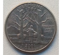 США 25 центов 2001. Штаты и территории. Вермонт