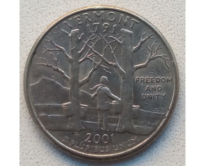 США 25 центов 2001. Штаты и территории. Вермонт