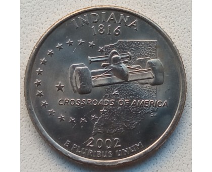 США 25 центов 2002. Штаты и территории. Индиана 