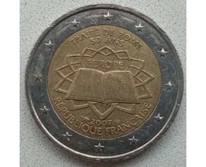 Франция 2 евро 2007. 50 лет подписания Римского договора