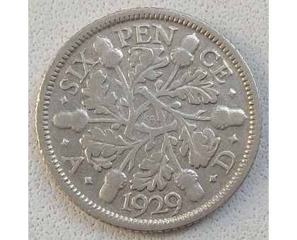 Великобритания 6 пенсов 1929 серебро
