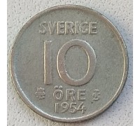Швеция 10 эре 1954 серебро