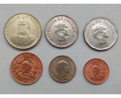 Колумбия 1967-1979. Набор 6 монет