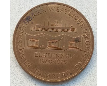 Жетон-медаль Германия, Гамбург. Строительство канала на Эльбе 1968-1975 (047)