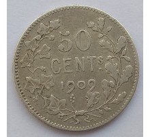 Бельгия 50 сантимов 1909 серебро