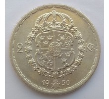 Швеция 2 кроны 1950 серебро