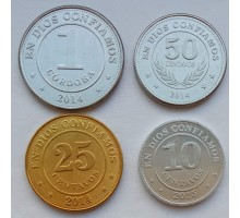 Никарагуа 2014-2015. Набор 4 монеты UNC