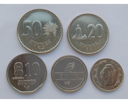 Эквадор 1988-1991. Набор 5 монет