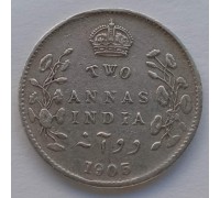 Британская Индия 2 анна 1905 серебро
