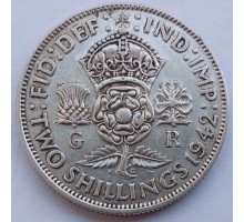 Великобритания 1 флорин (2 шиллинга) 1942 серебро